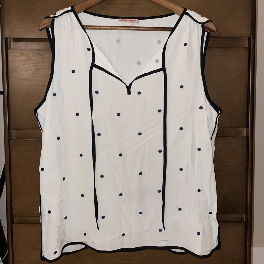 JUICY COUTURE 100% silk polka dot blouse